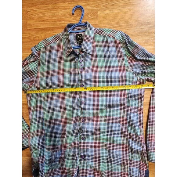 Au Noir Long Sleeves Shirt Size 4 Squared Pattern Pre-Owned - Picture 7 of 8